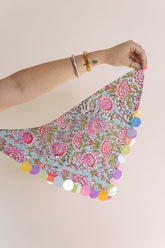 HANDMADE | sequin bandana scarf - mint / pink