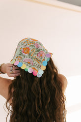 HANDMADE | sequin bandana scarf - green / orange