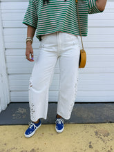 azalea eyelet barrel jeans - white