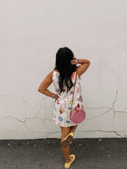 coral reef denim mini dress