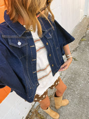 dark denim cape jacket