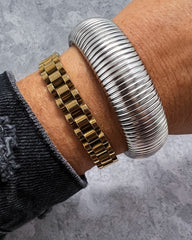 beljoy | baia thick coil bangle bracelet - silver
