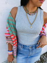 blank space ribbed tank top - grey