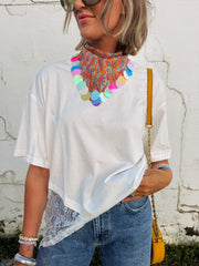 HANDMADE | sequin bandana scarf - orange