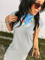 HANDMADE | sequin bandana scarf - blue