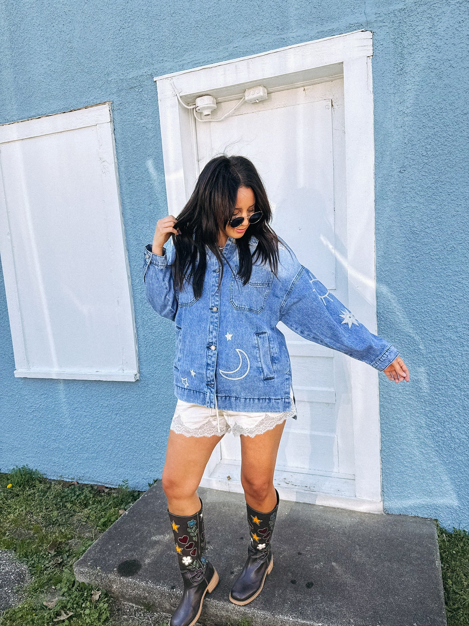 celestial dreams denim jacket