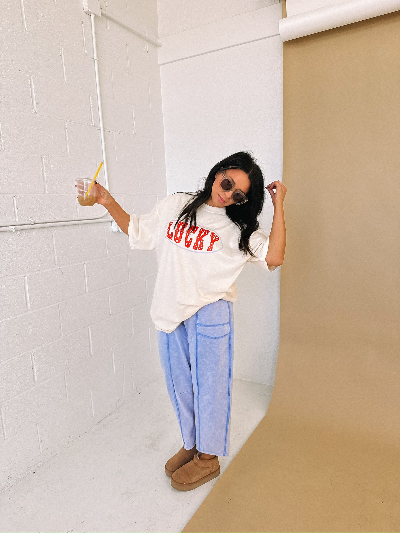 ETTA OG | star studded lucky graphic tee - ivory / red