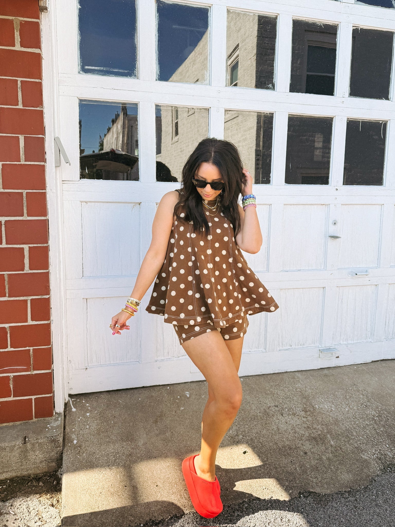 cocoa butter polka dot top