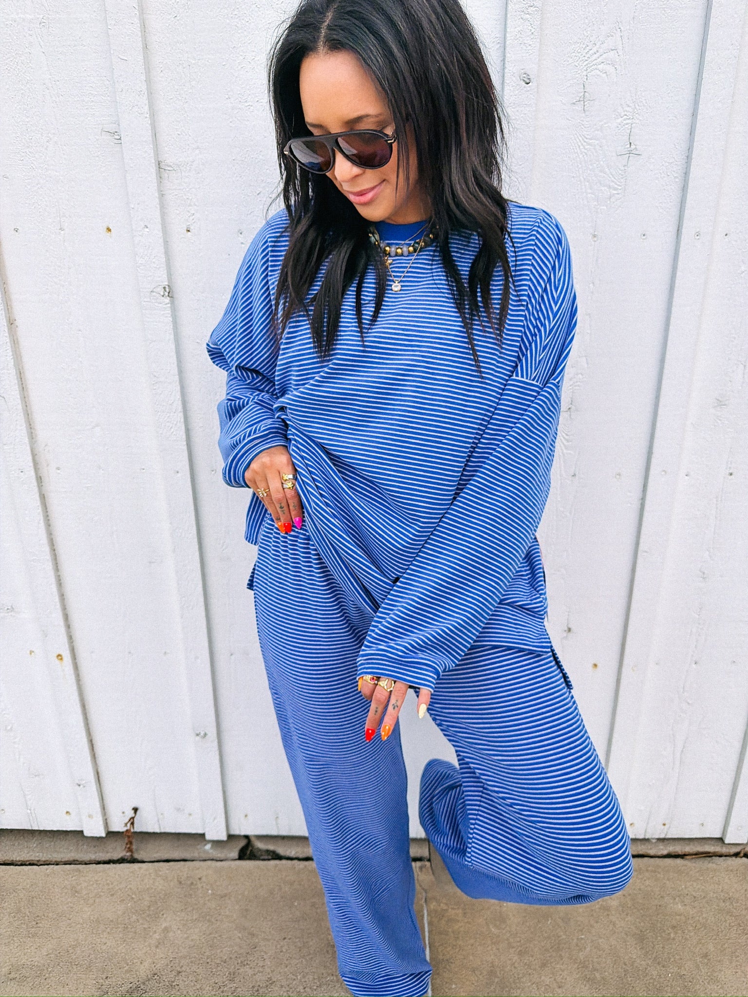 feeling fuzzy lounge pants - royal blue