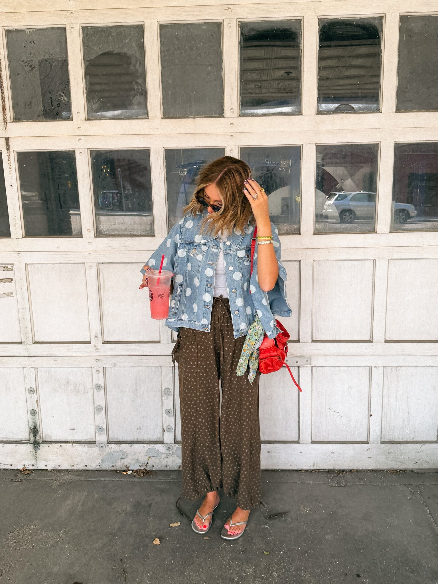 denim dot cape jacket