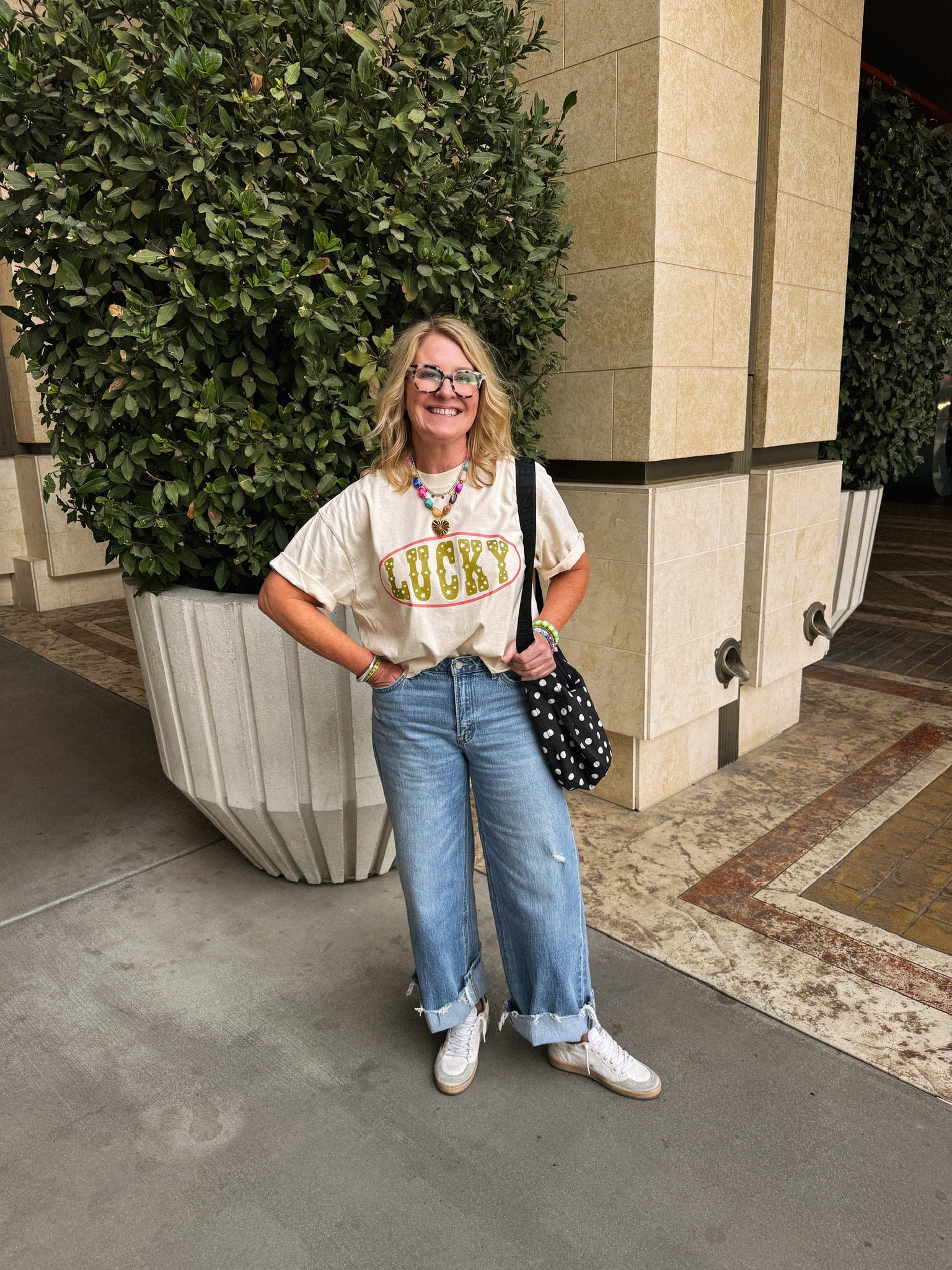 ETTA OG | star studded lucky graphic tee - ivory / green