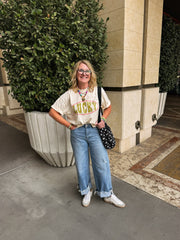 ETTA OG | star studded lucky graphic tee - ivory / green
