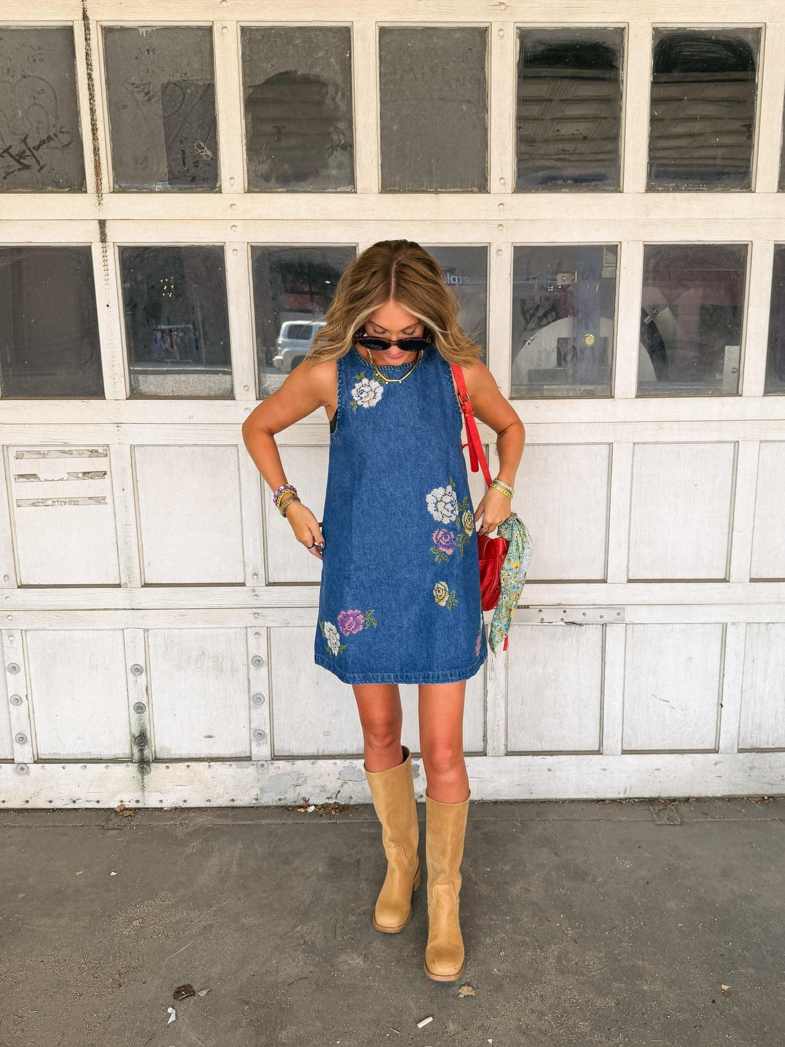 aida floral denim dress