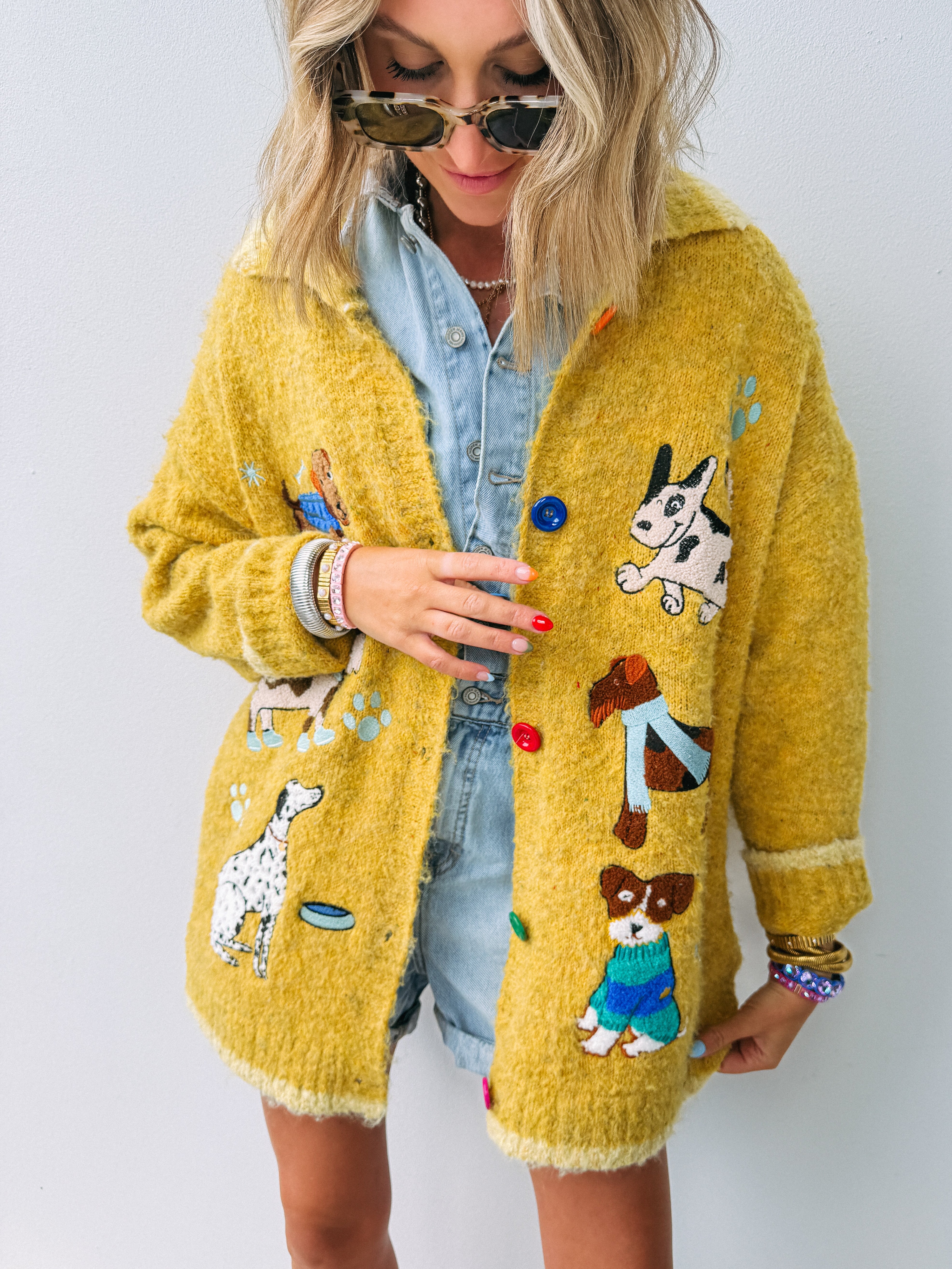 DAVI & DANI | puppy party cardigan - yellow (PREORDER)
