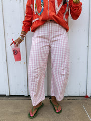 good graces gingham pants - pink
