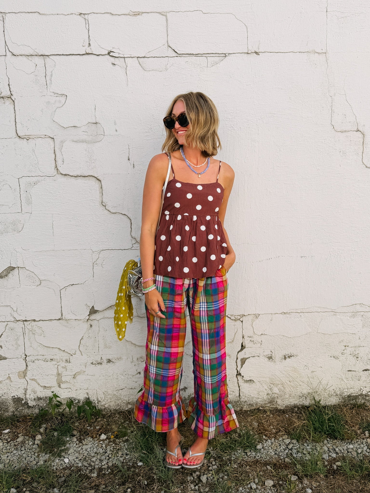 colorpop plaid ruffle pants