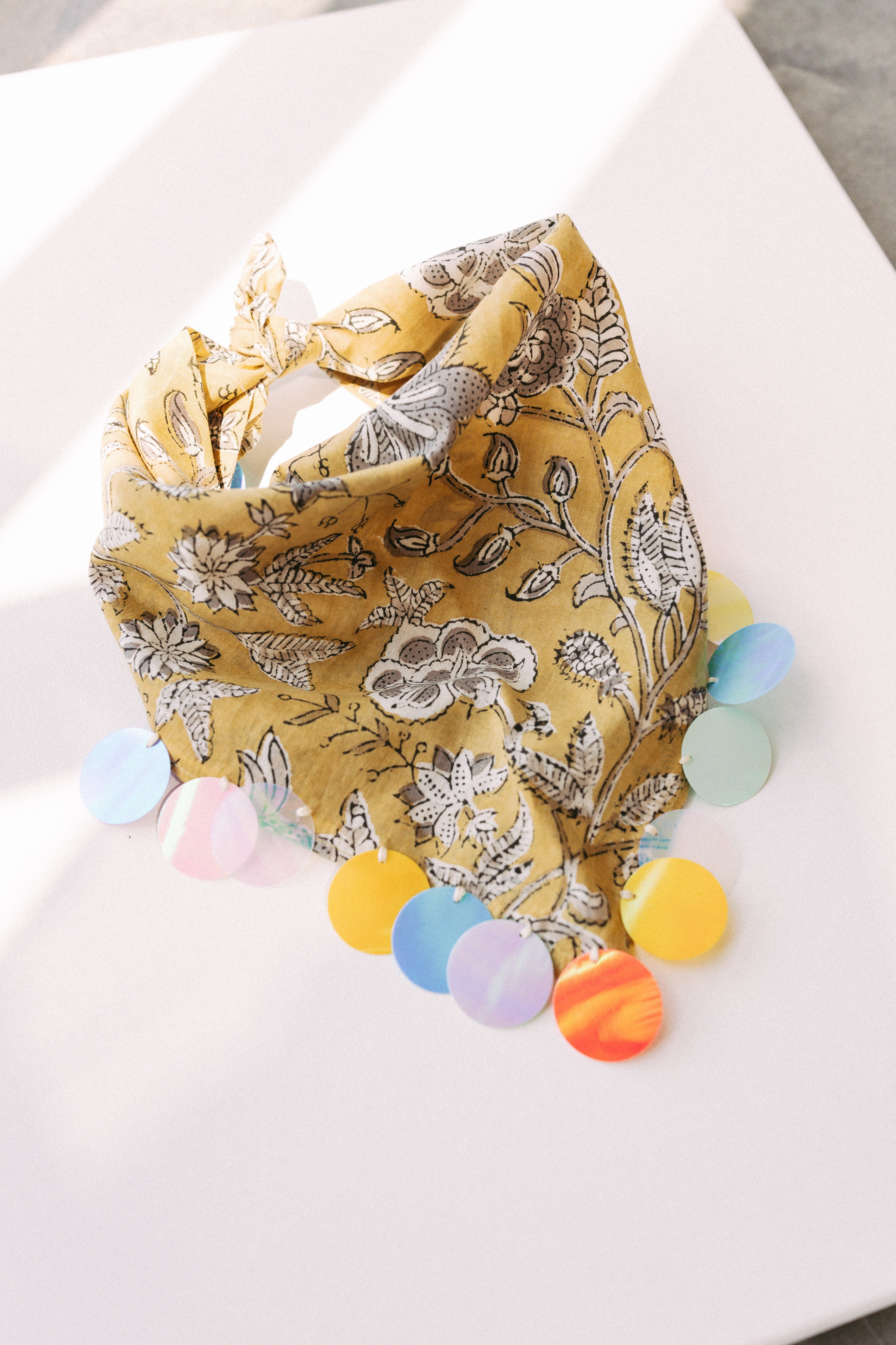 HANDMADE | sequin bandana scarf - yellow