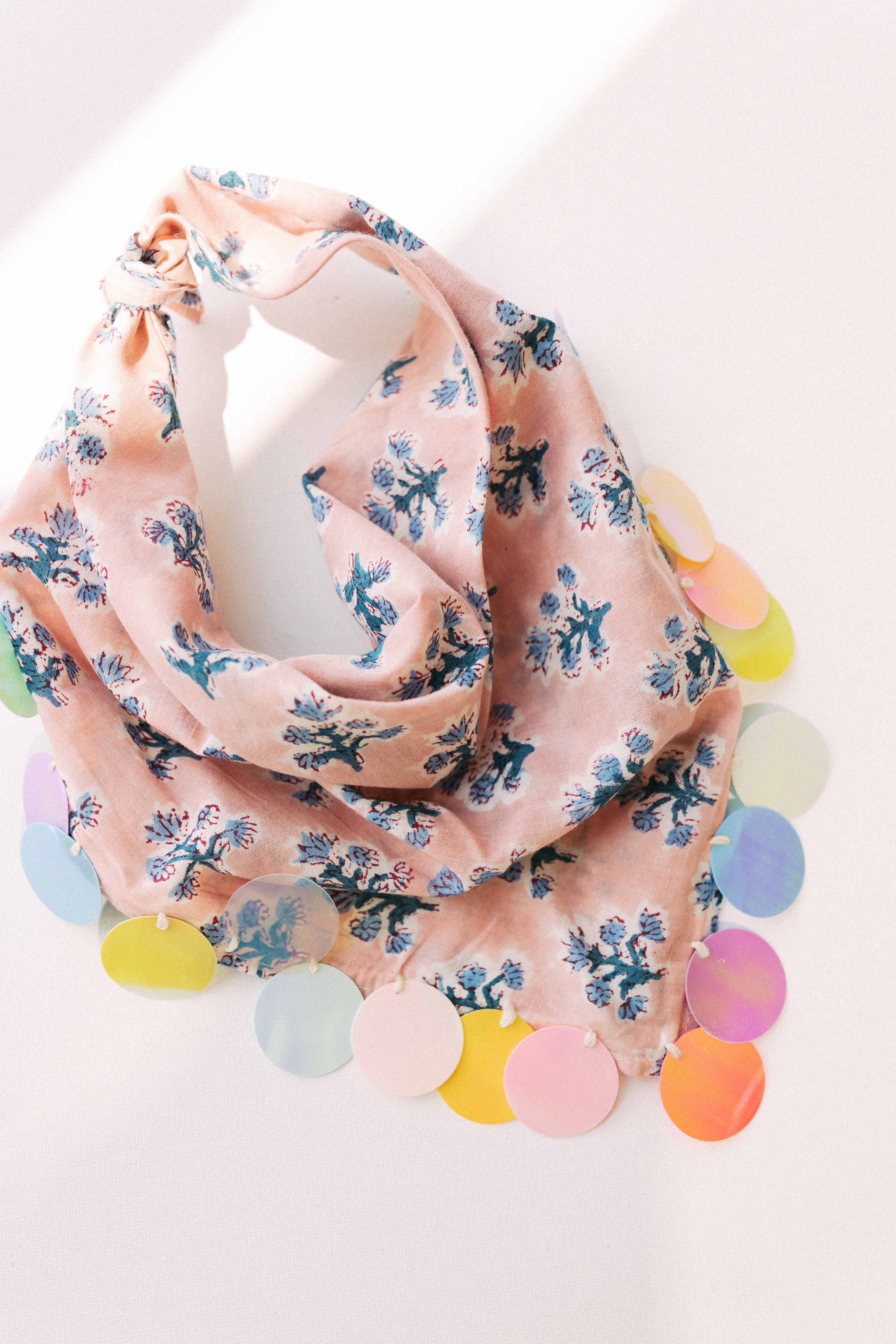 HANDMADE | sequin bandana scarf - light pink