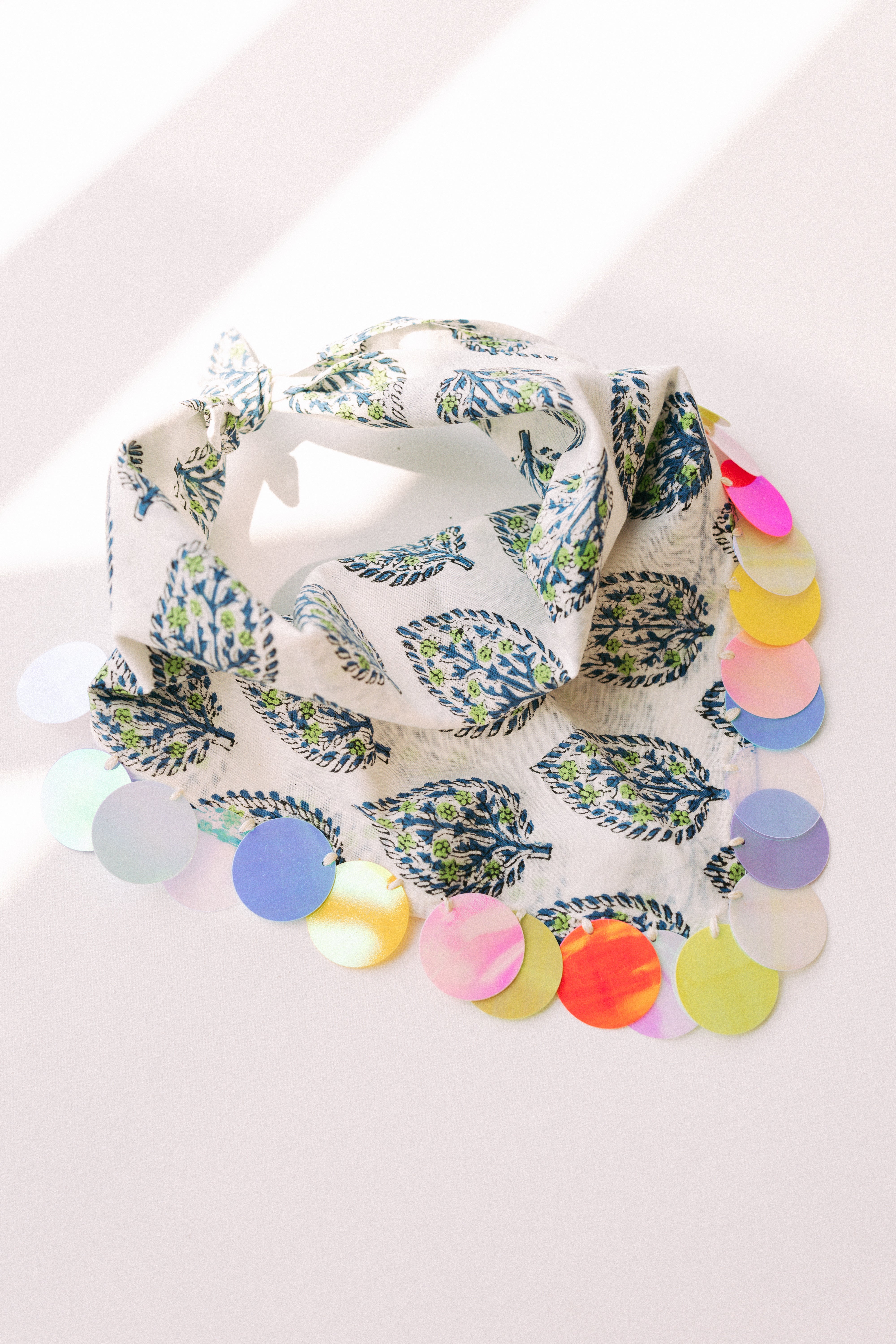 HANDMADE | sequin bandana scarf - white