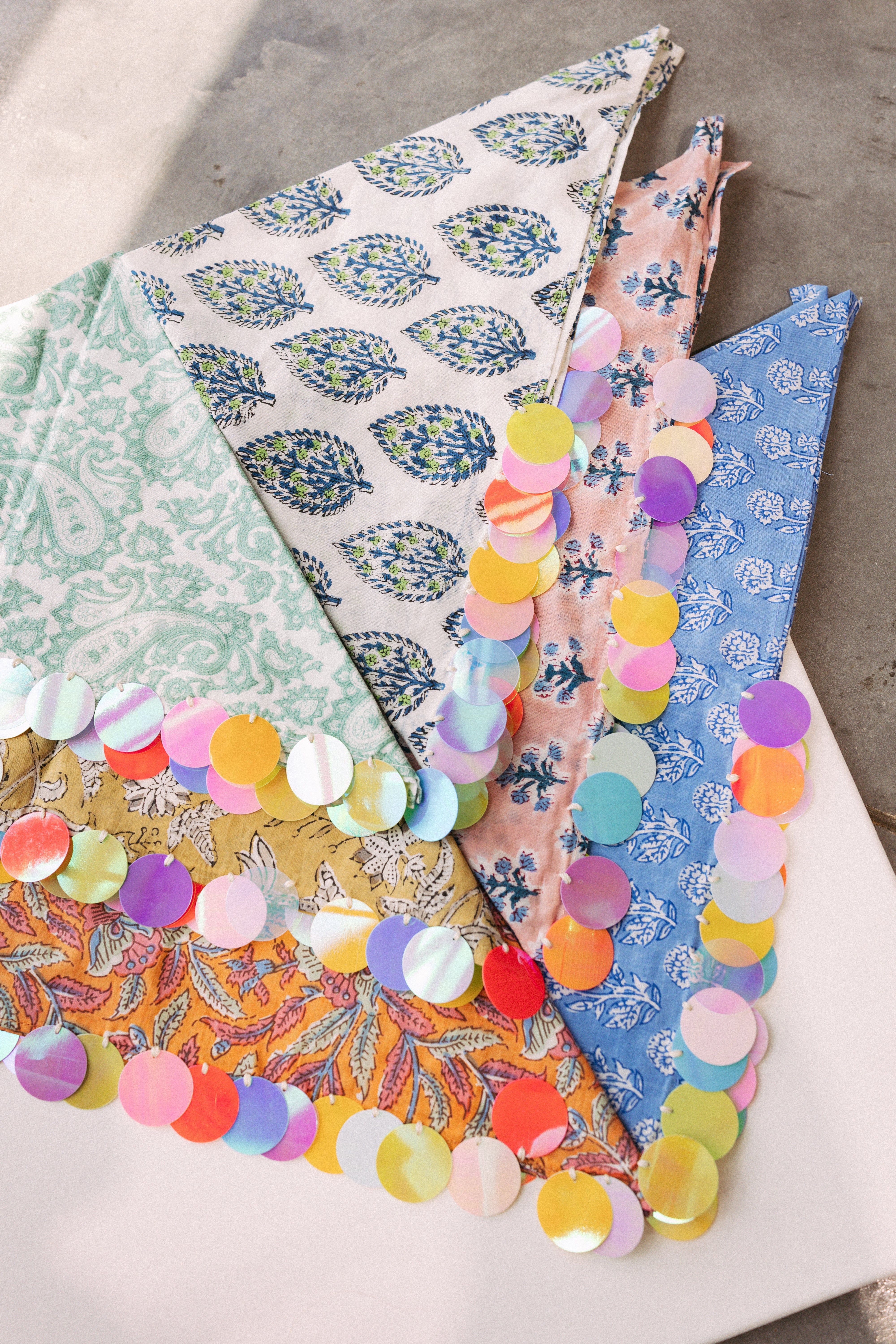 HANDMADE | sequin bandana scarf - yellow
