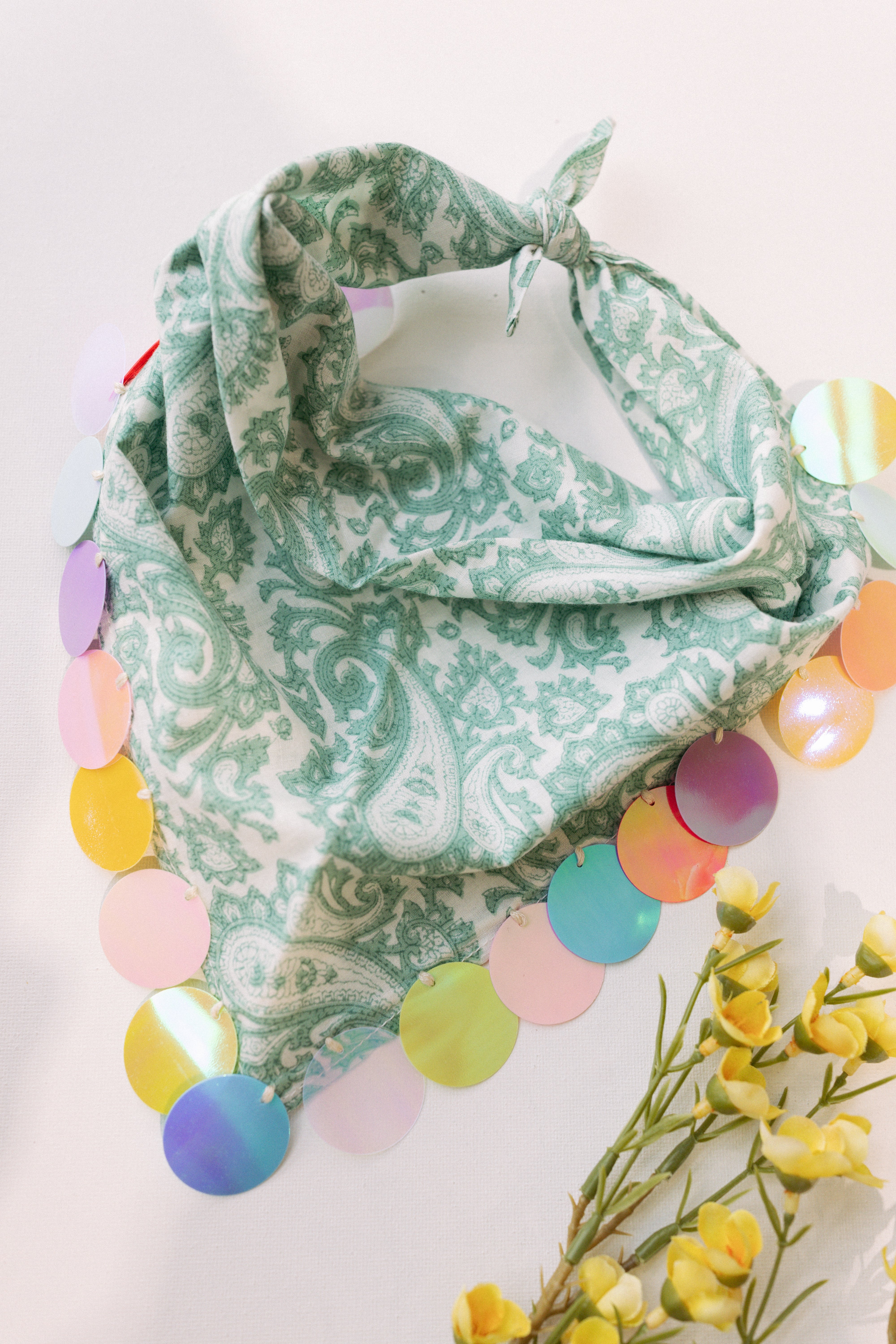 HANDMADE | sequin bandana scarf - teal