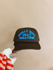ETTA OG | dilly dallying trucker hat - brown / blue
