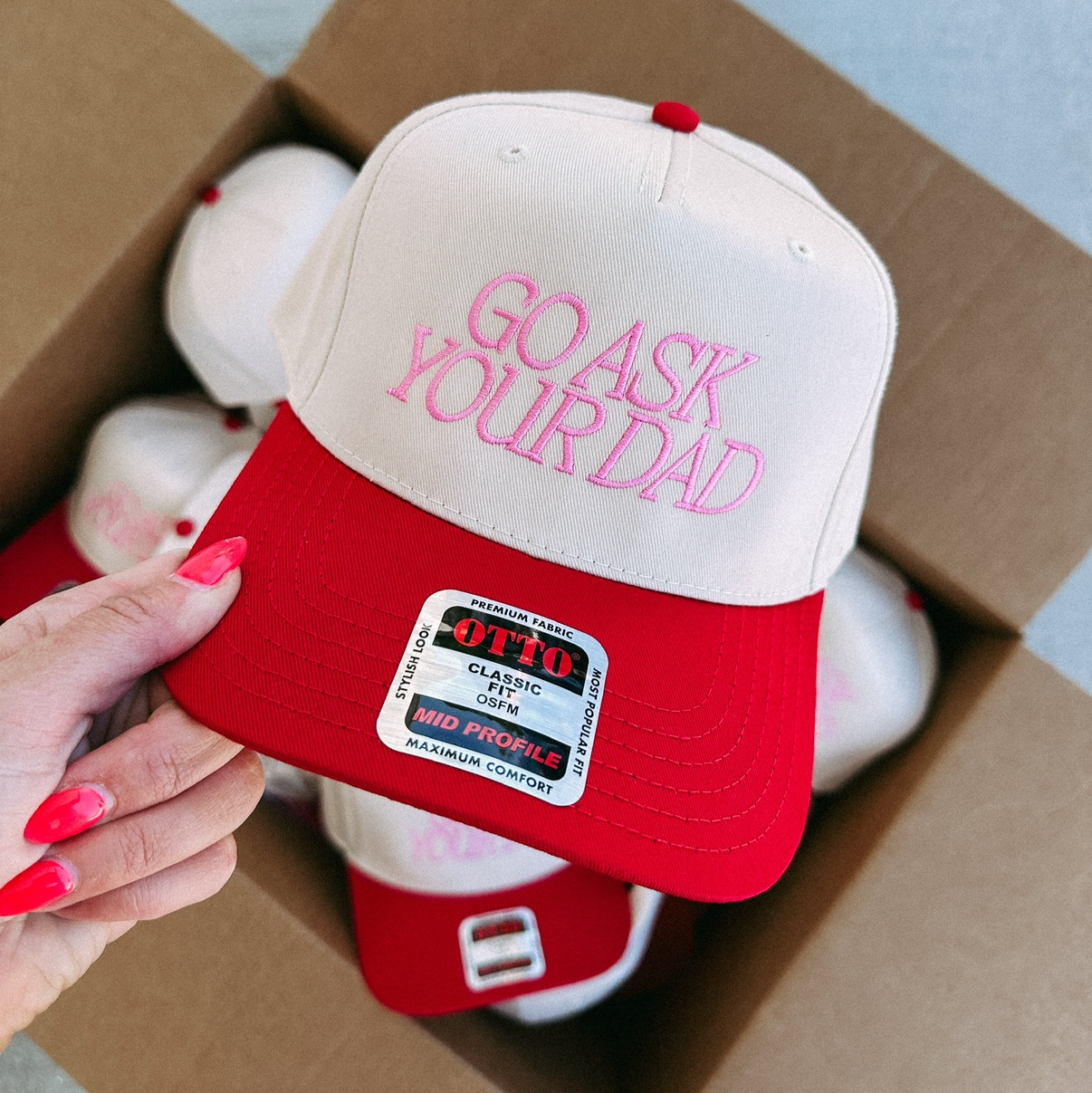 ETTA OG | go ask your dad trucker hat  - pink/red