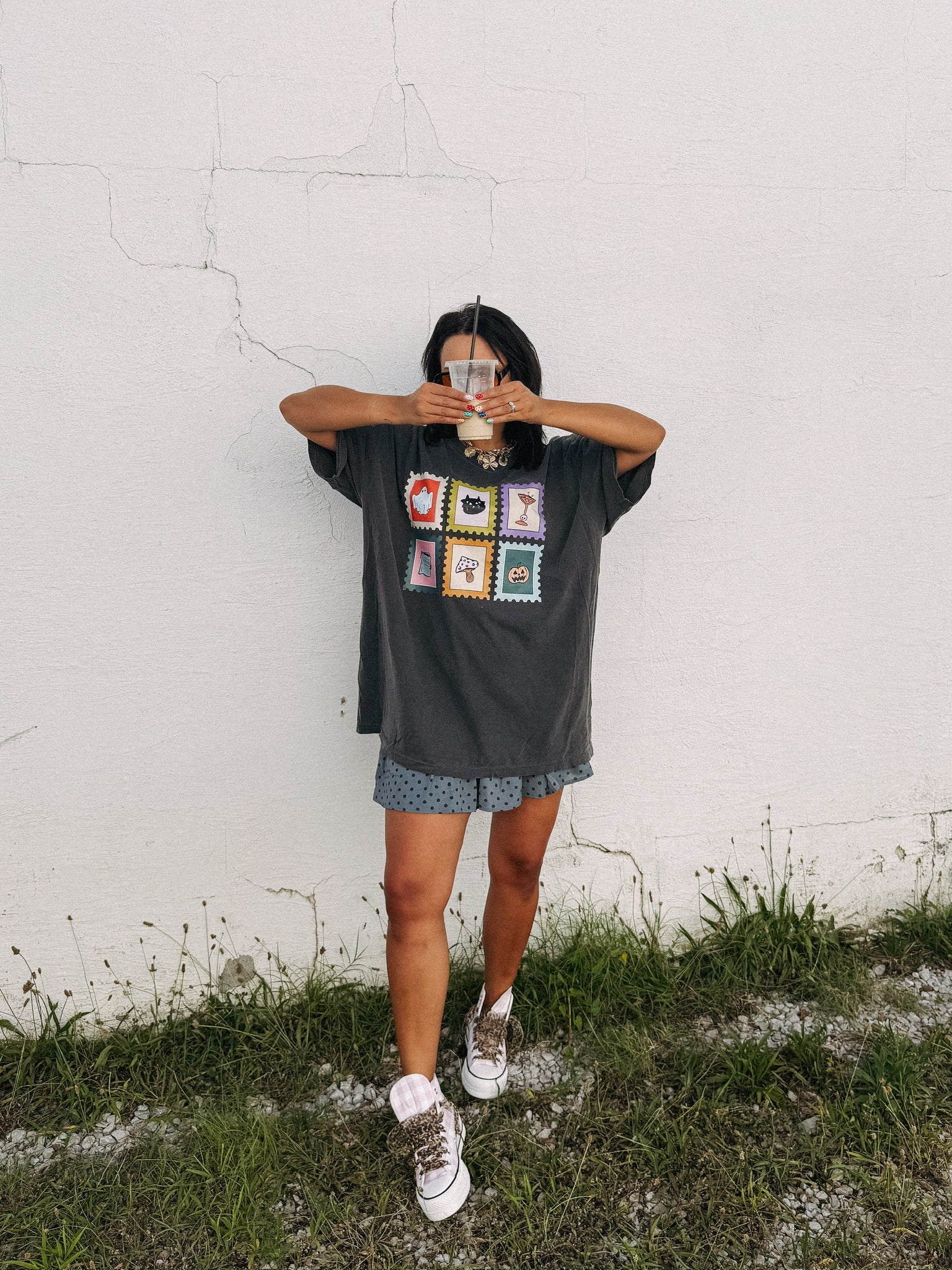 ETTA OG | halloween stamps graphic tee - charcoal