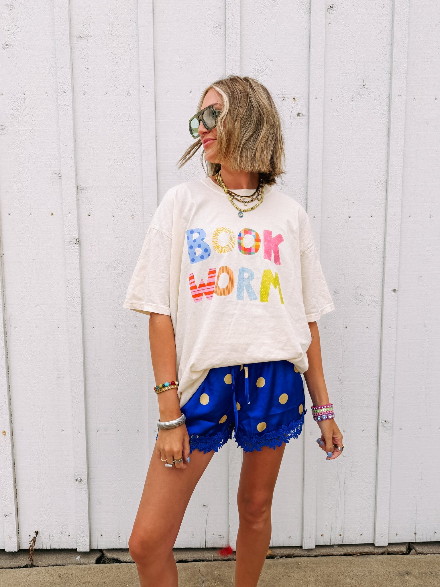 go big blue polka dot shorts