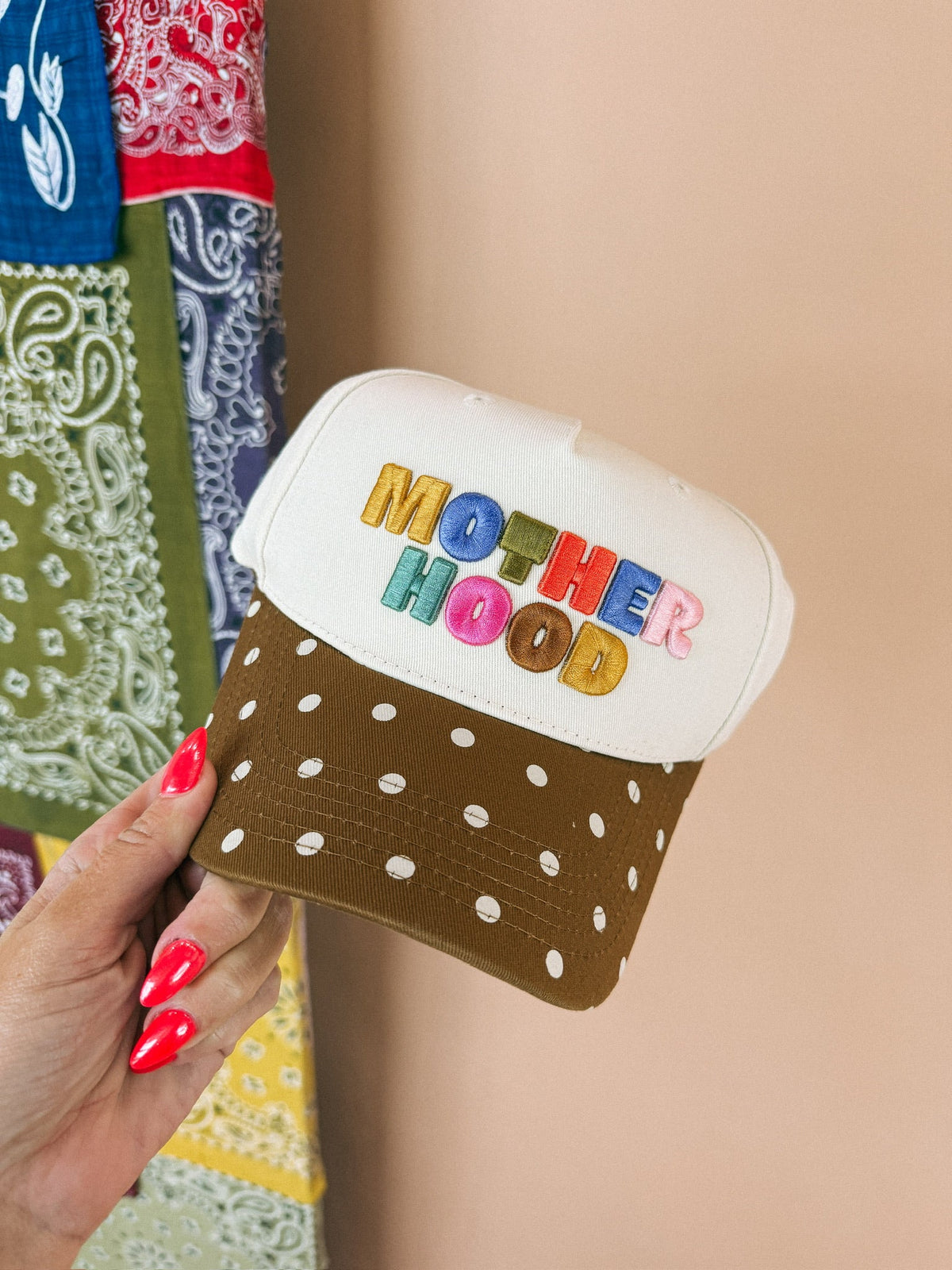 ETTA OG | motherhood trucker hat - brown / polka dot
