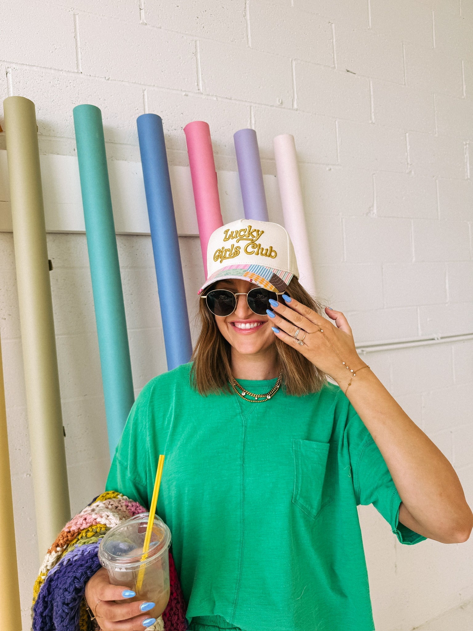 ETTA OG | lucky girls club trucker hat - patchwork