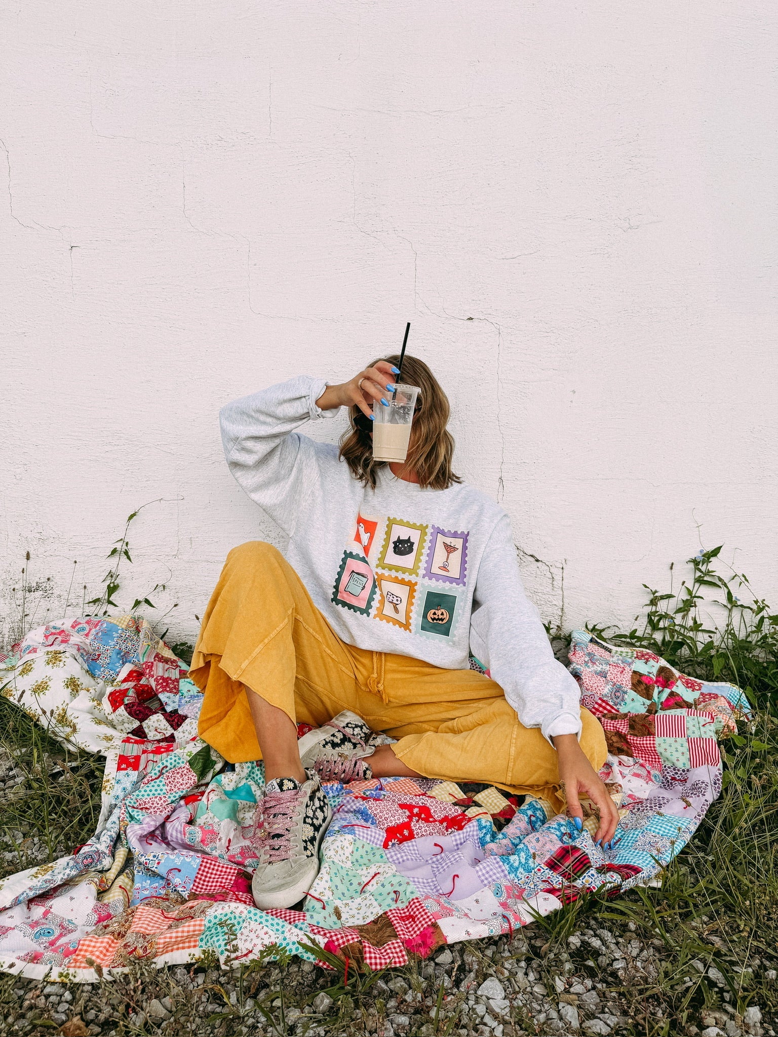 ETTA OG | halloween stamps sweatshirt - ash
