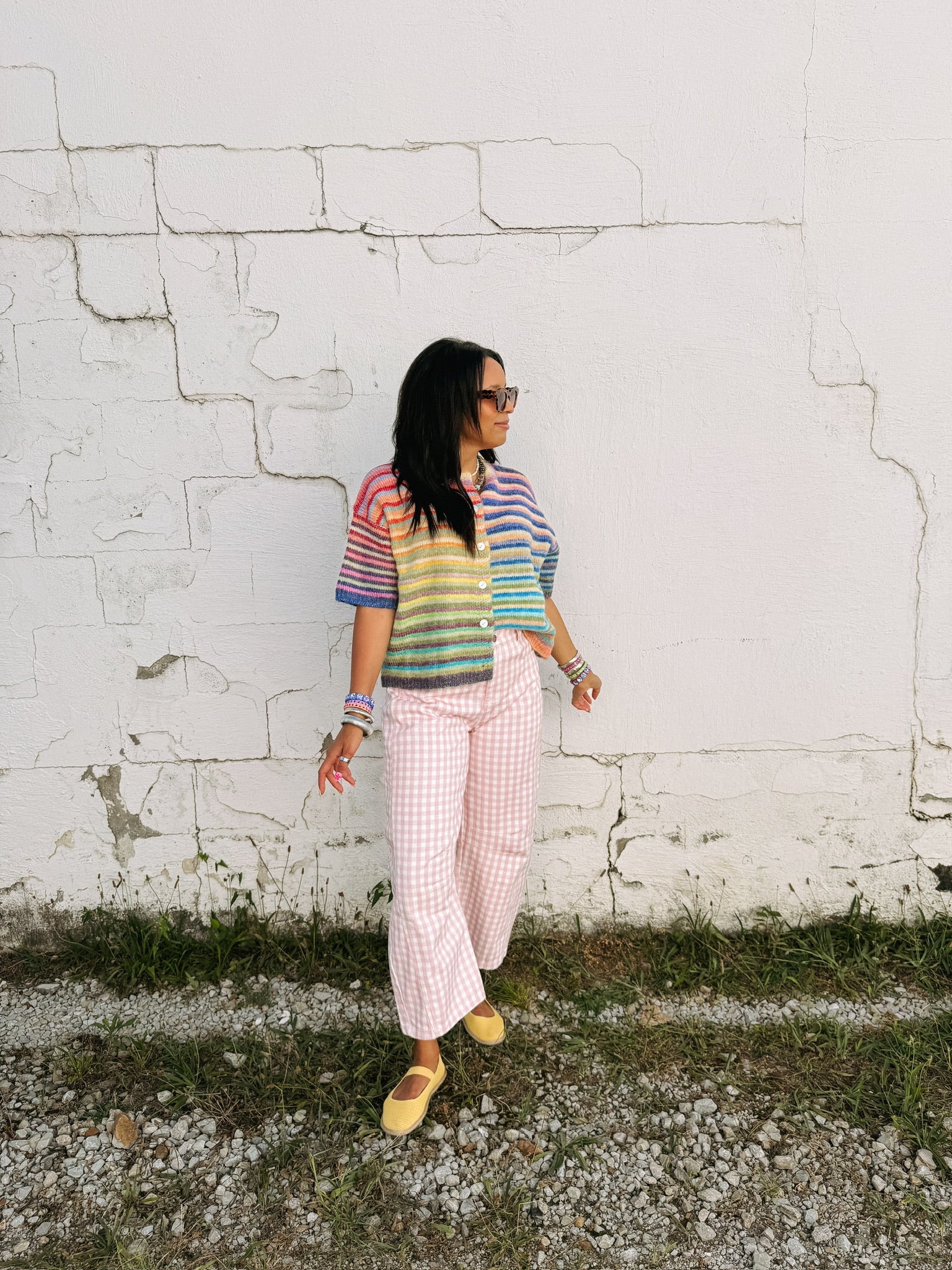 good graces gingham pants - pink