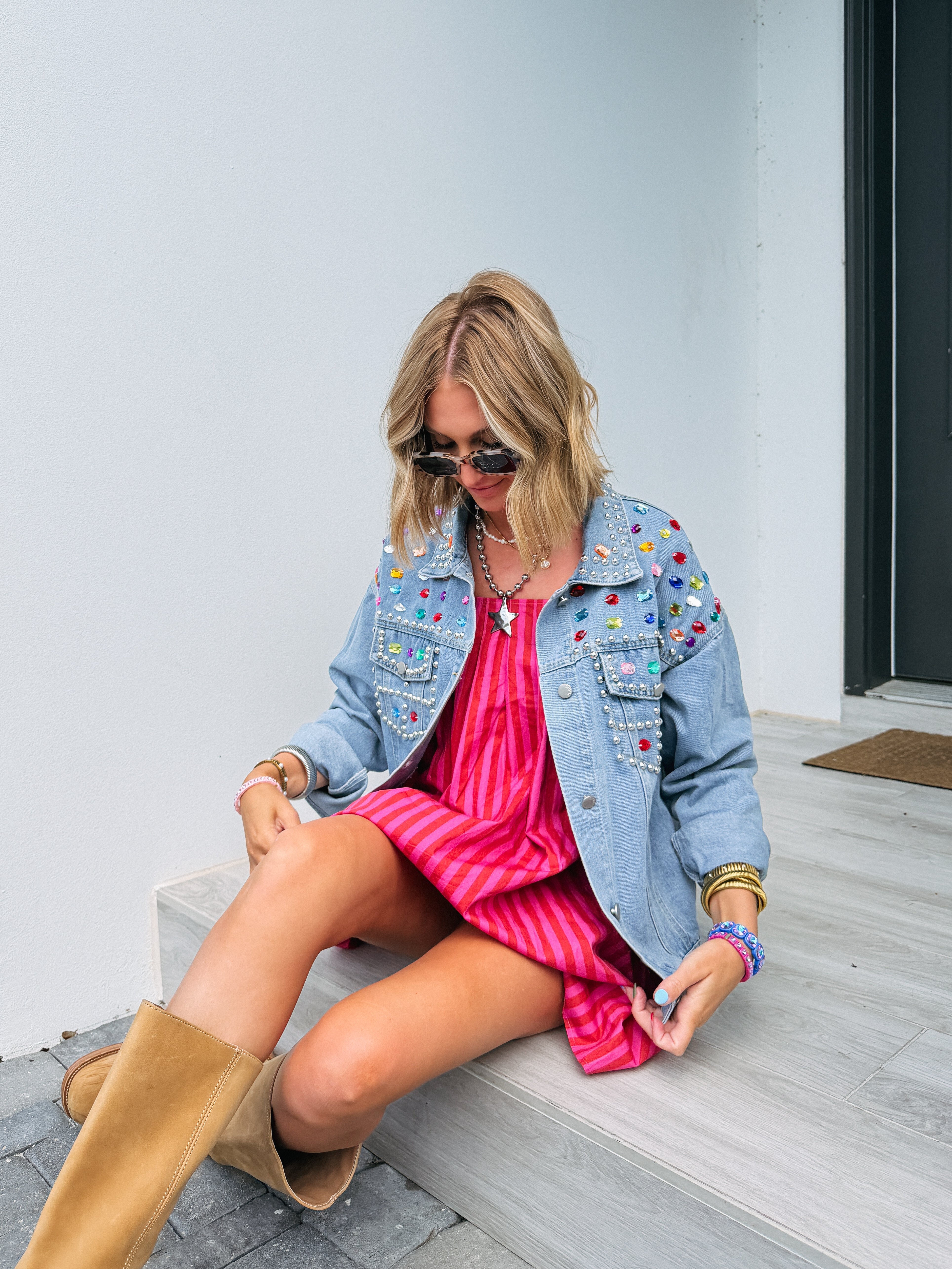 DAVI & DANI | bejeweled denim jacket