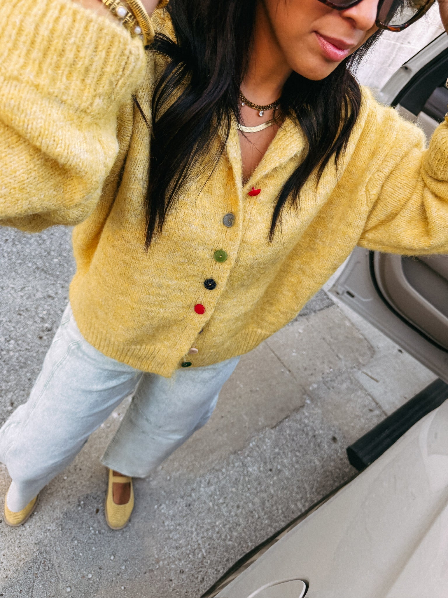 cute as a button cardigan - yellow