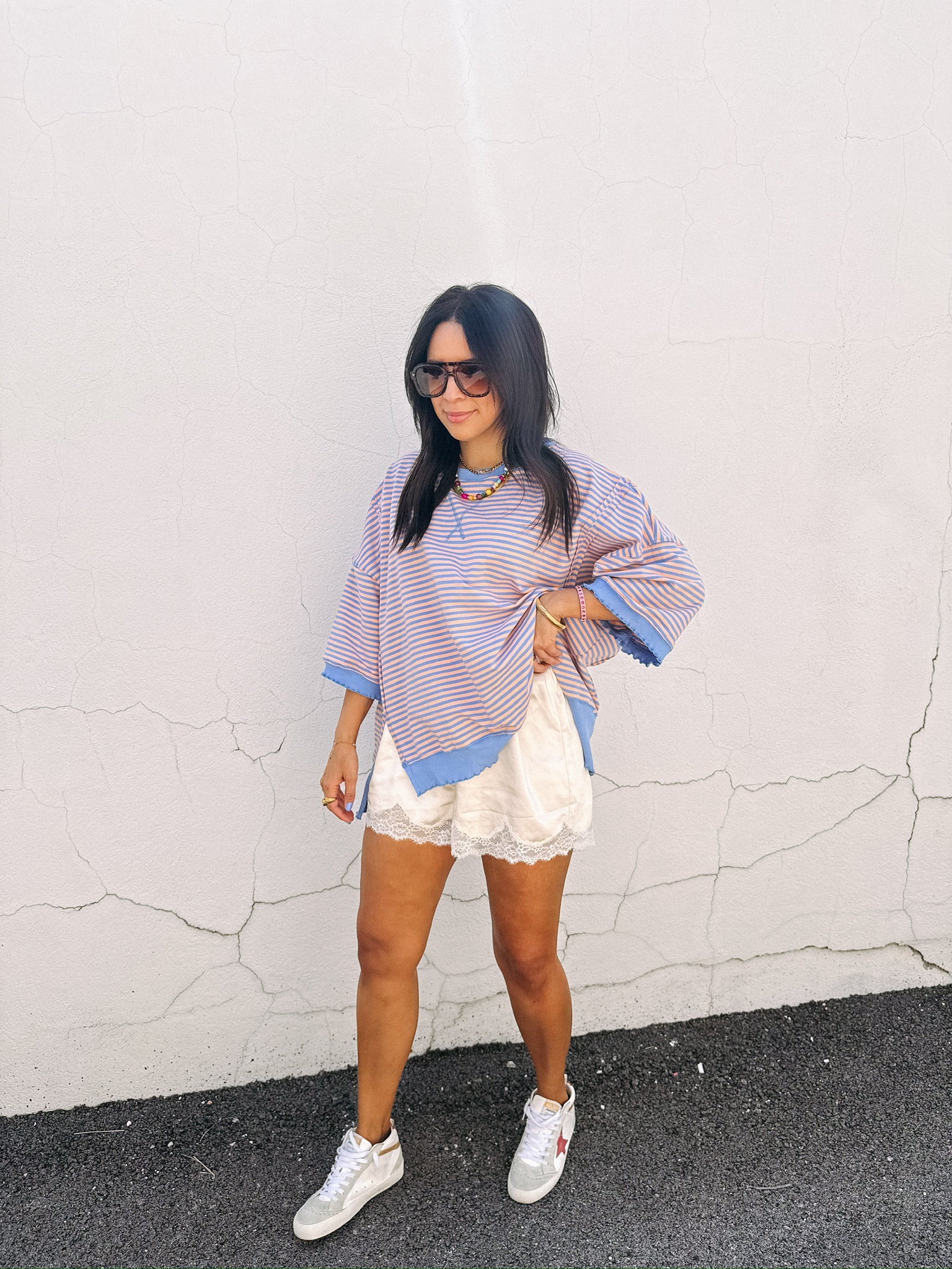 easy on me lace shorts - cream