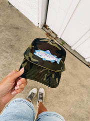 camo trout trucker hat