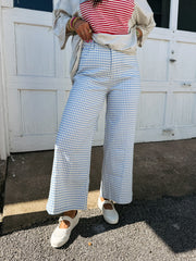 good news gingham pants - blue