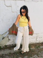 blank space ribbed tank top - yellow