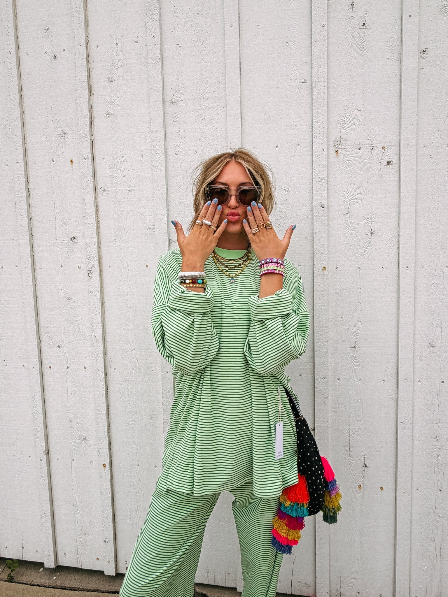 feeling fuzzy lounge pants - lime