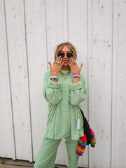 feeling fuzzy lounge pants - lime