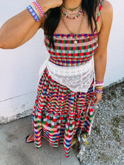 afterparty plaid maxi dress