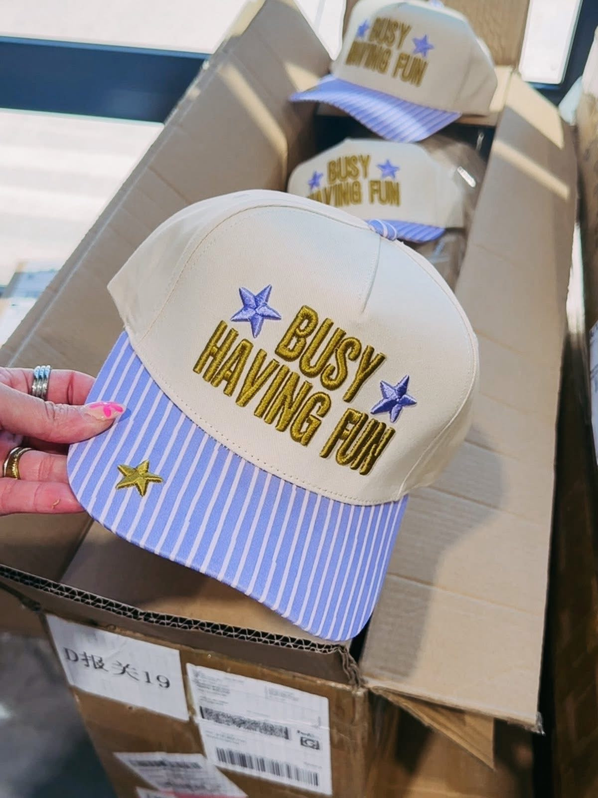 ETTA OG | busy having fun trucker hat - lilac stripe