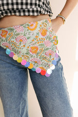HANDMADE | sequin bandana scarf - green / orange
