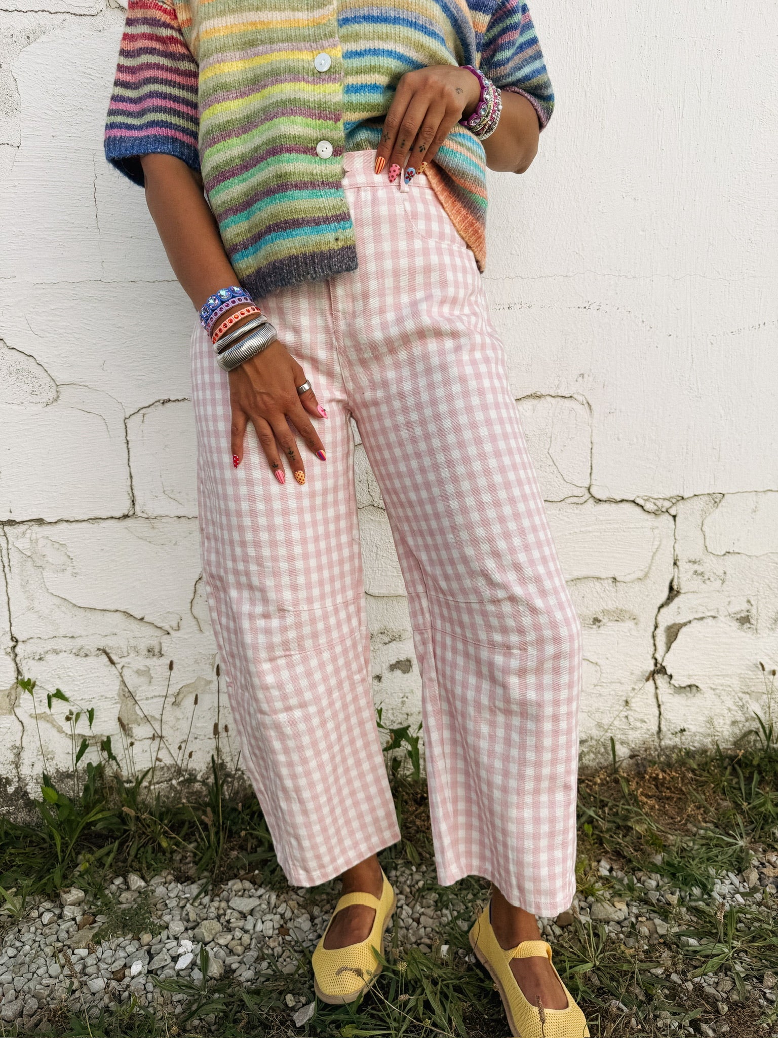 good graces gingham pants - pink