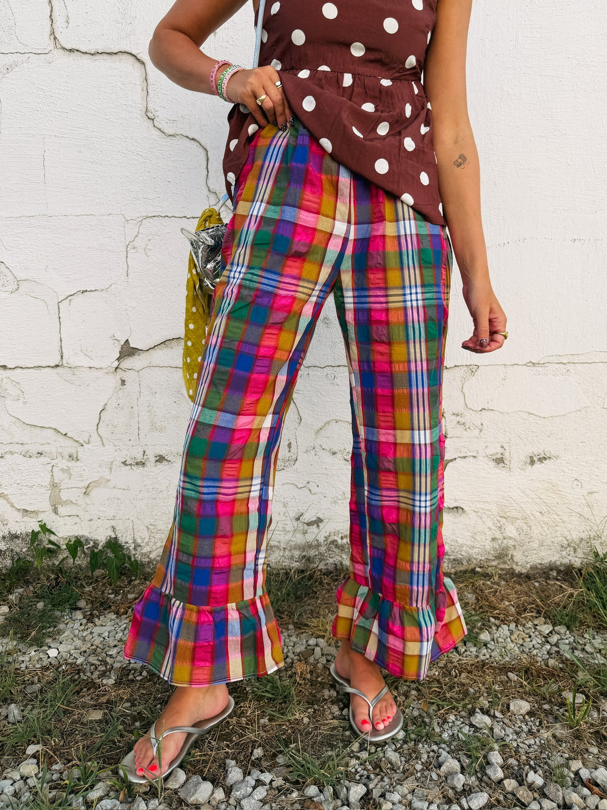 colorpop plaid ruffle pants