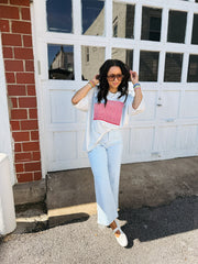 good news gingham pants - blue