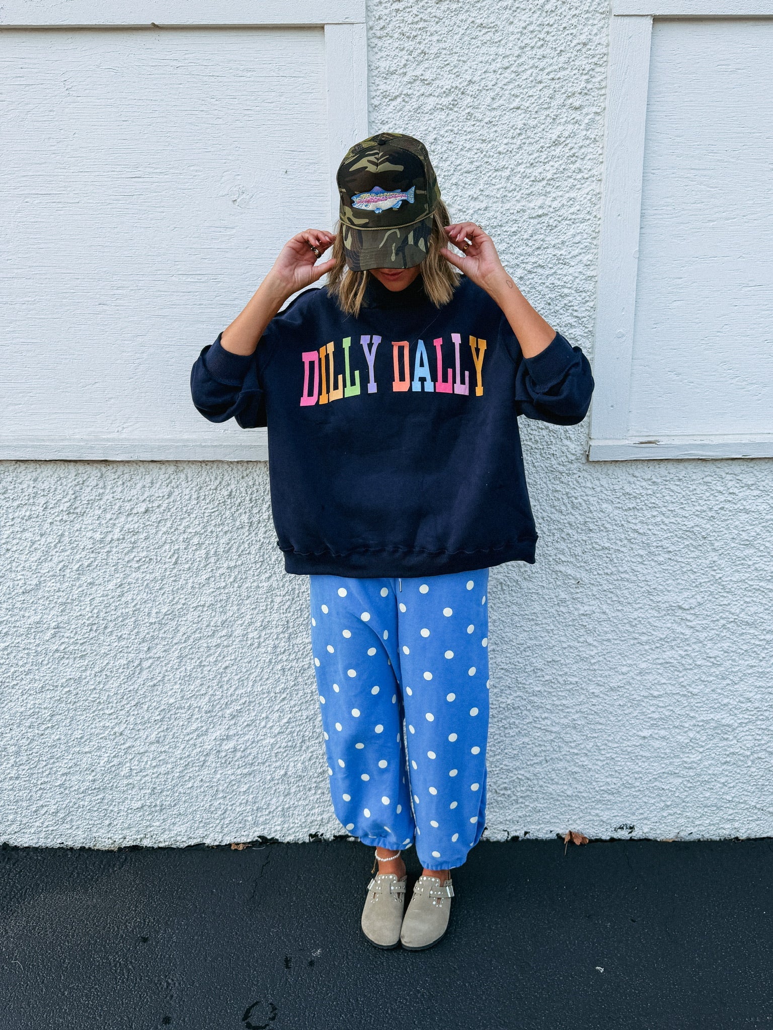 dilly dally mock neck - navy