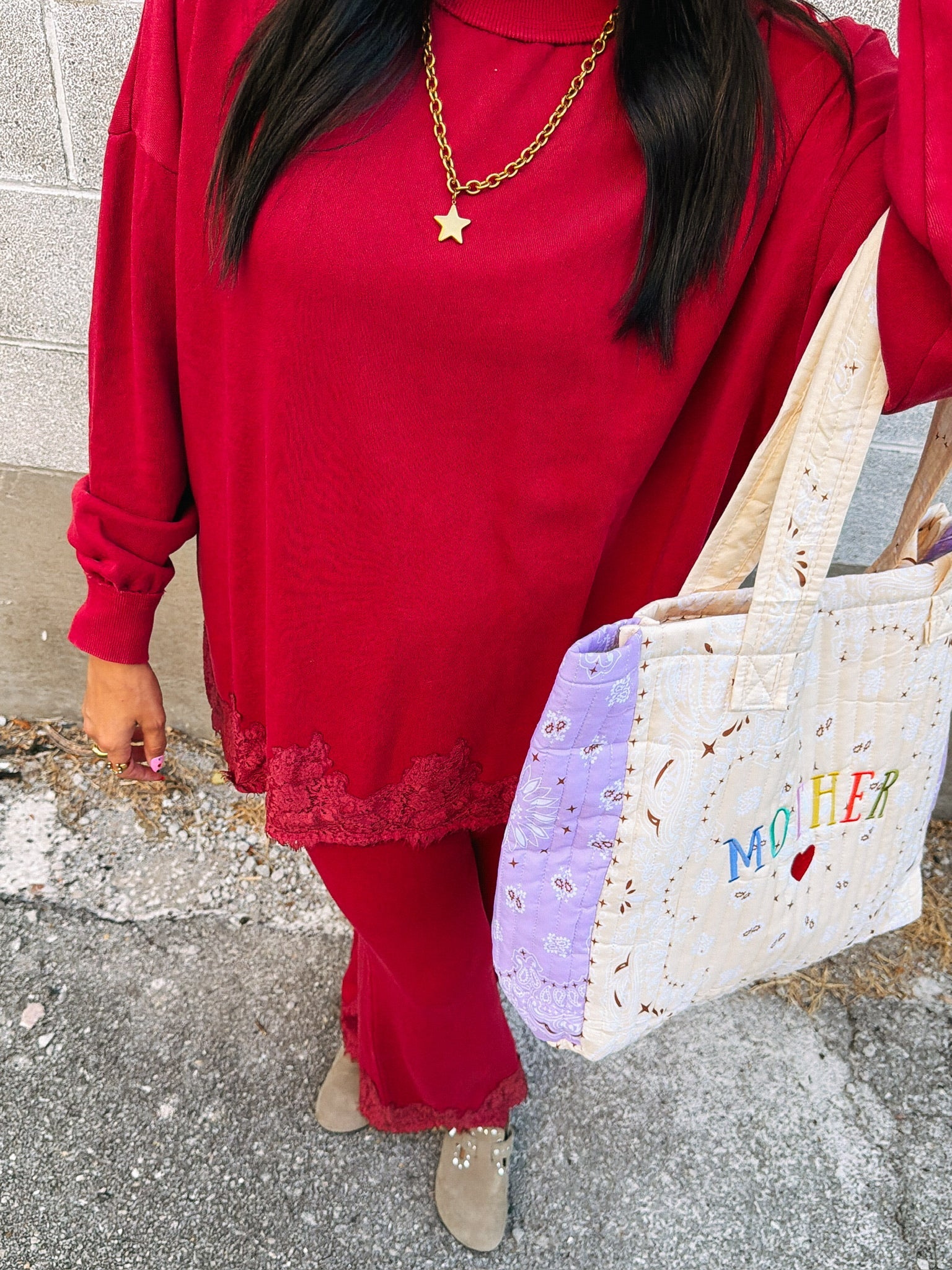 all too well lace mock neck