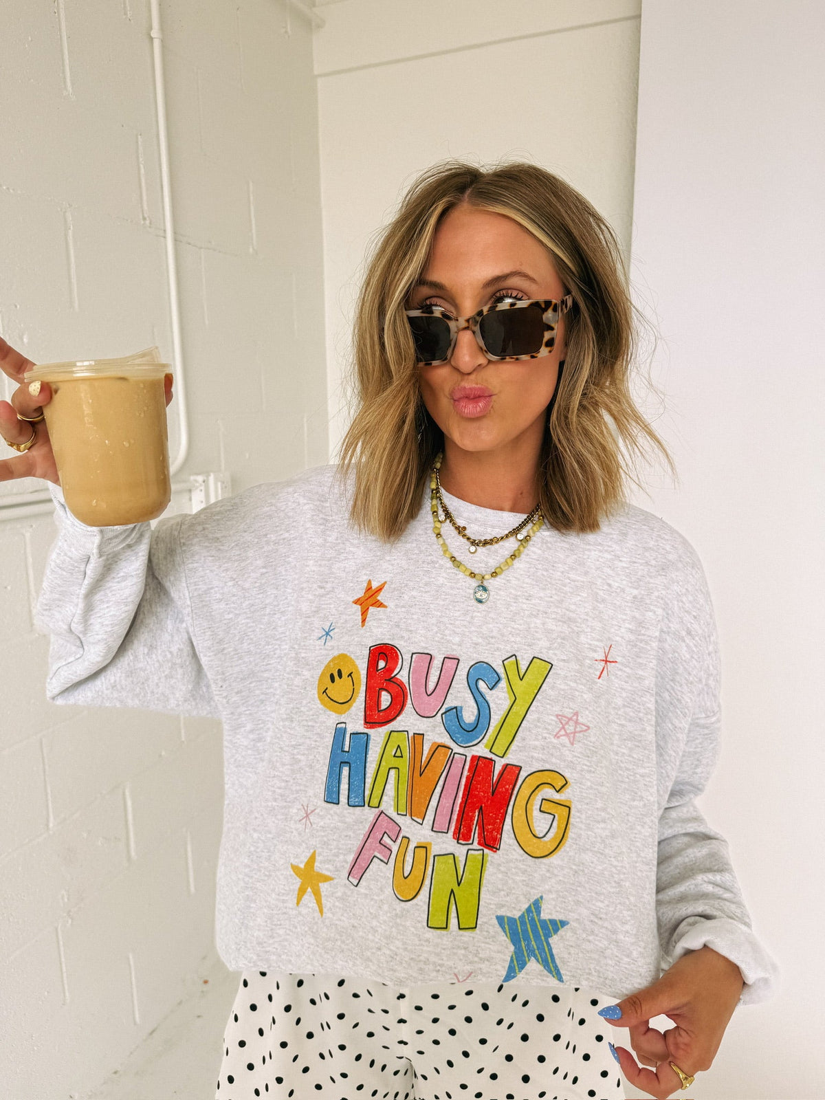 ETTA OG | busy having fun sweatshirt - ash